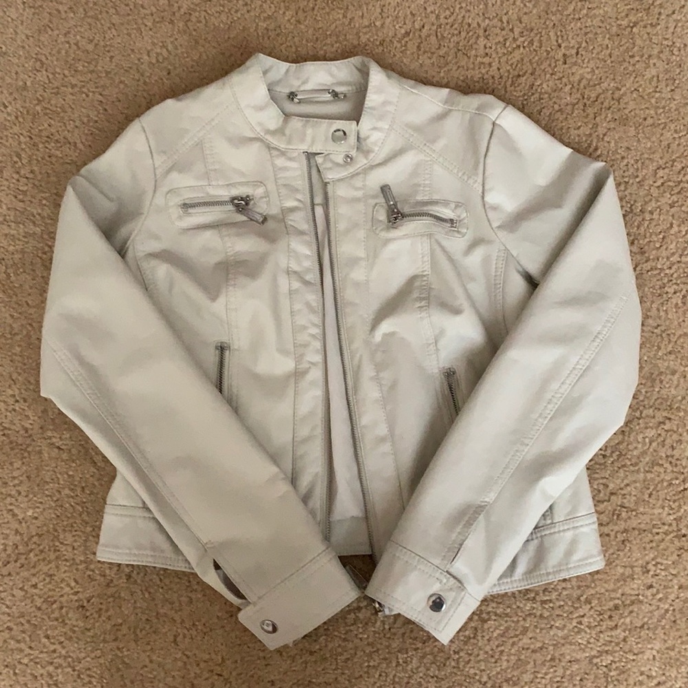 Cream Leather Jacket